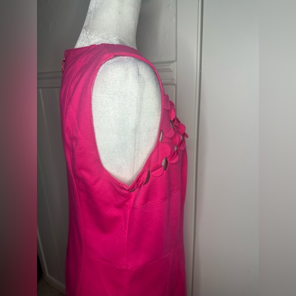 Akris Punto Hot Pink Midi Dress with White Accent Dots - Picture 4 of 10